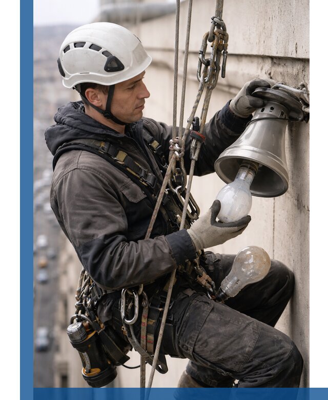 Замена ламп на высоте в Гатчине профессионально и быстро