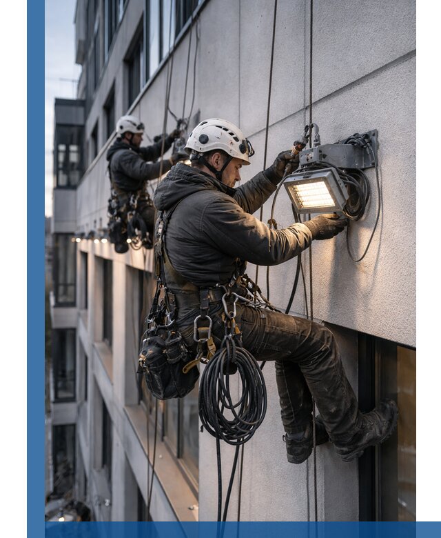 Монтаж фасадного освещения в Гатчине установка и подключение