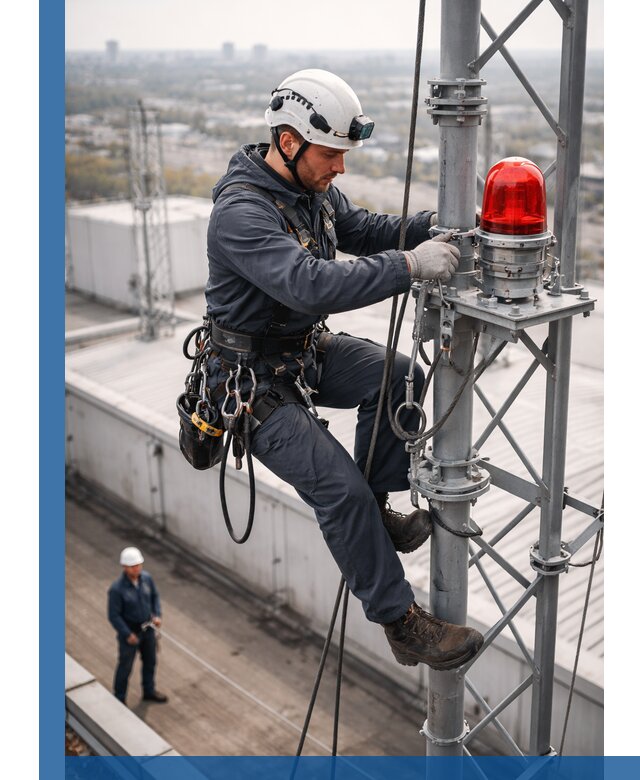 Монтаж заградительных огней и обслуживание объектов в Гатчине