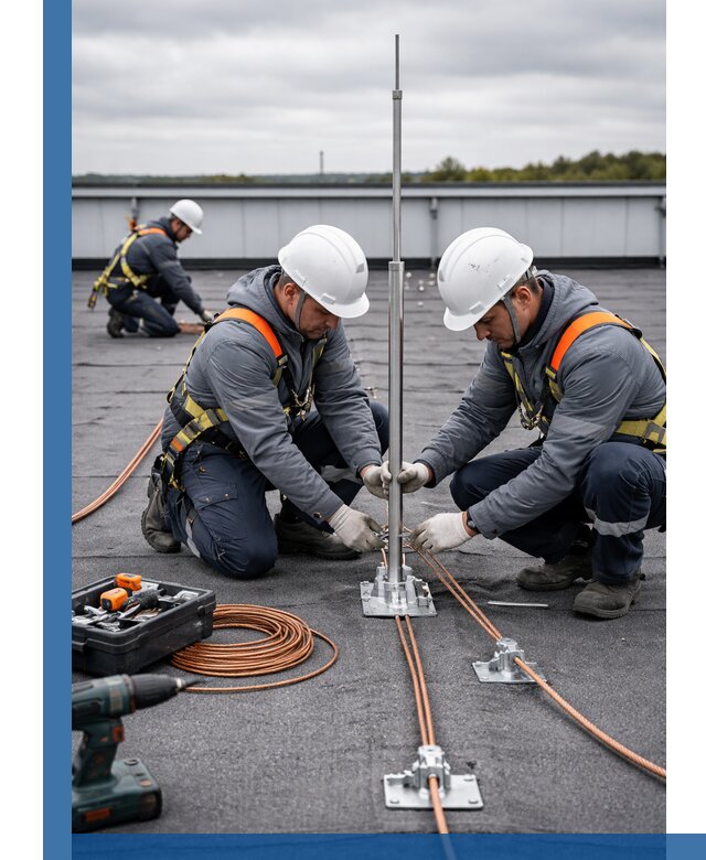 Монтаж молниезащиты на кровле в Гатчине под ключ с гарантией