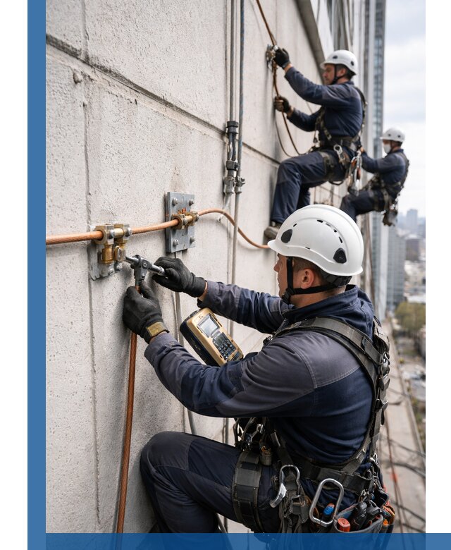 Монтаж системы заземления здания и молниезащиты в Гатчине