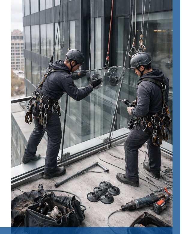 Монтаж стеклянных ограждений в Гатчине от 2569 р. | ВЫСОТНИК-Гтч