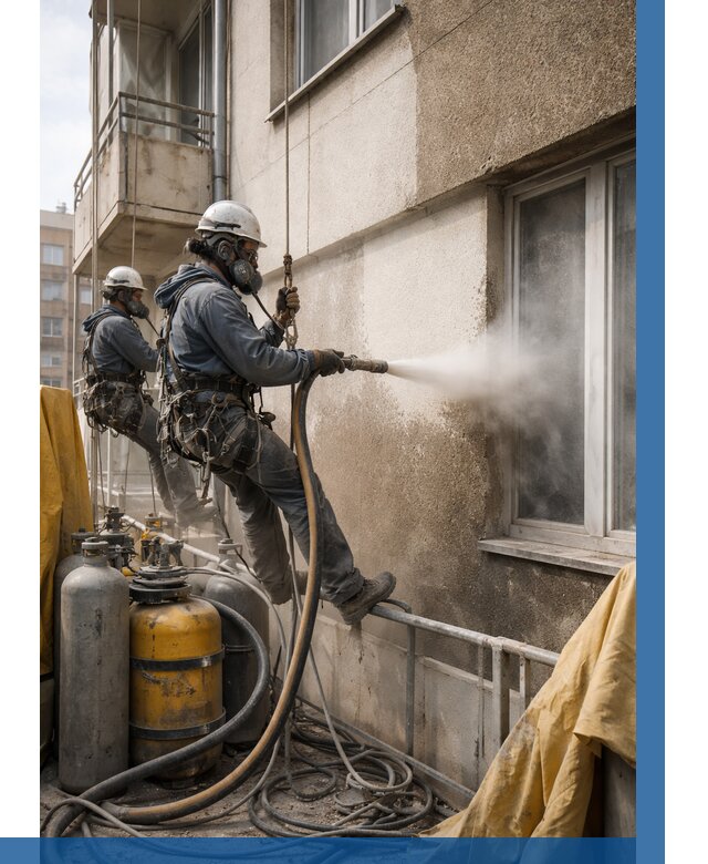 Пескоструйная очистка фасада в Гатчине от 668 р. | ВЫСОТНИК-Гтч