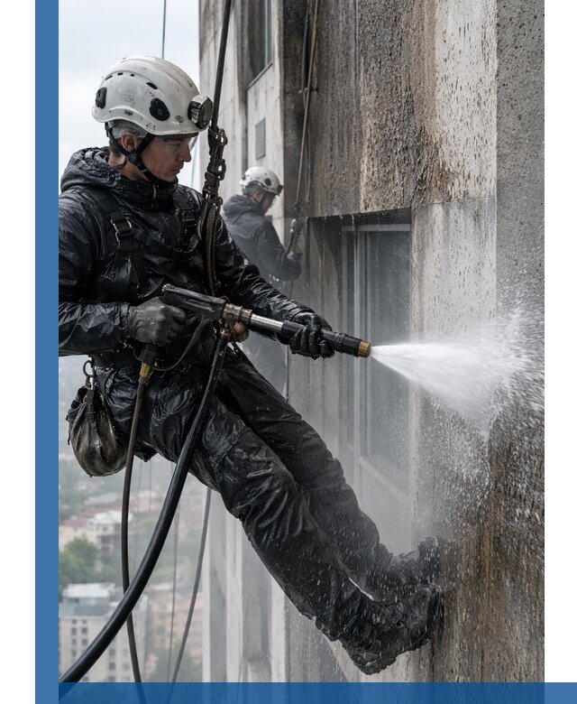 Гидроструйная очистка фасадов и конструкций в Гатчине