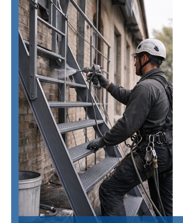 Покраска и антикоррозионная защита пожарных лестниц в Гатчине