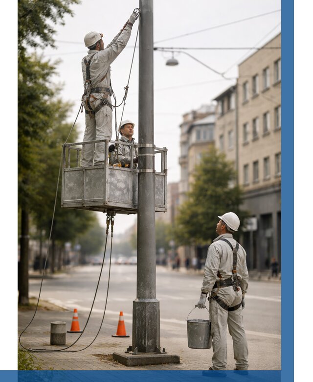 Покраска опор освещения в Гатчине от 5138 р. | ВЫСОТНИК-Гтч