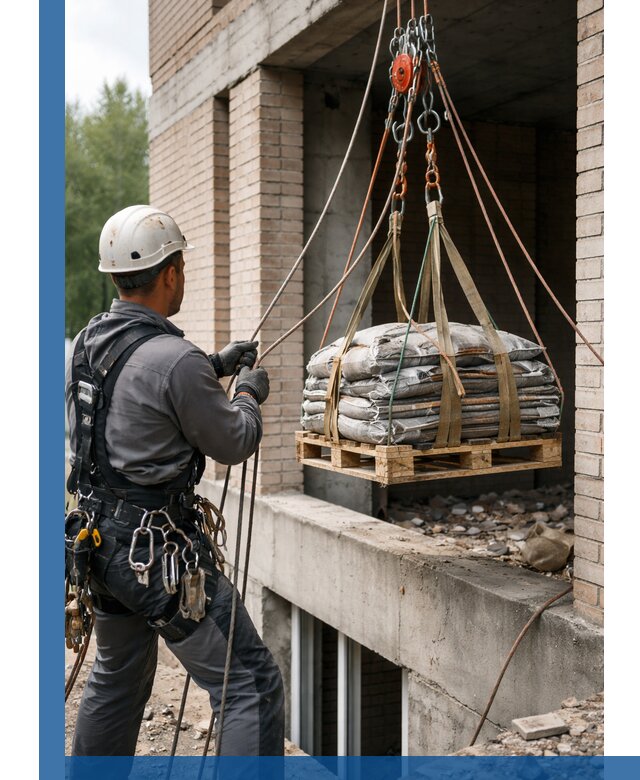 Подъем материалов на этаж веревками в Гатчине оперативно