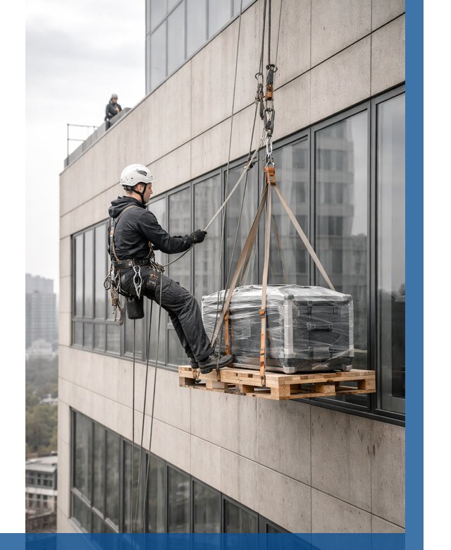 Спуск груза по фасаду в Гатчине от 3597 р. | ВЫСОТНИК-Гтч