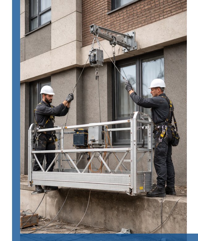 Монтаж и подъем фасадной люльки в Гатчине с гарантией безопасности