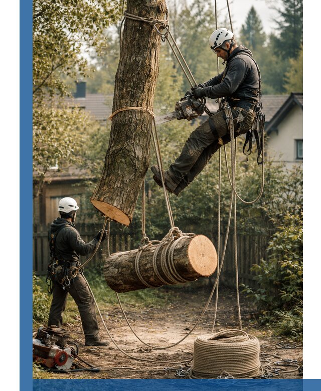 Валка деревьев частями в Гатчине, безопасно и аккуратно