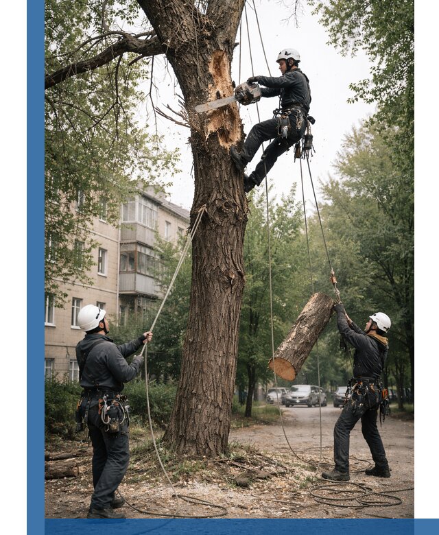 Срочное удаление аварийных деревьев в Гатчине с гарантией безопасности