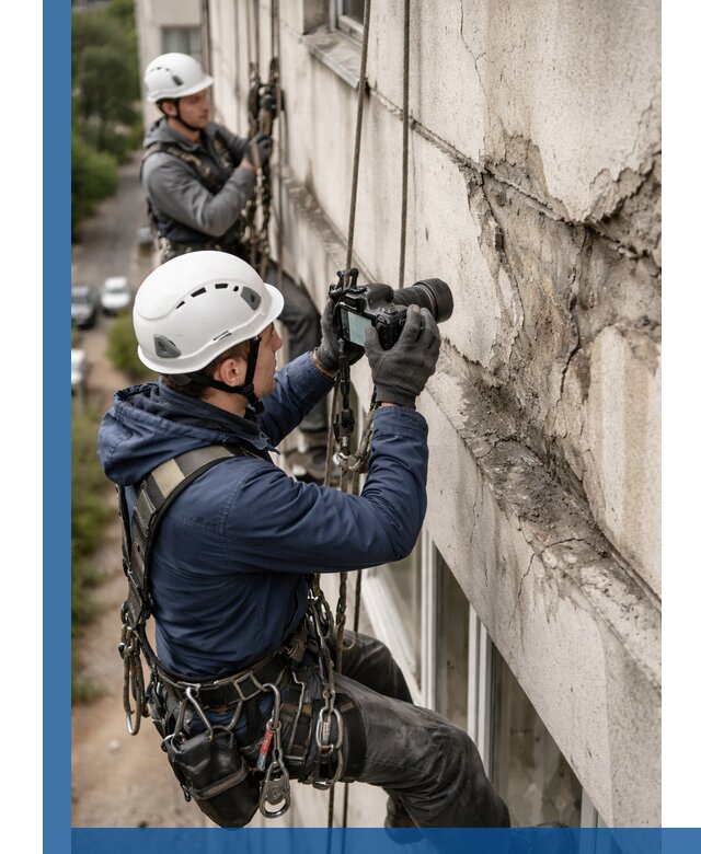 Фотофиксация дефектов фасада с высотной съемкой в Гатчине