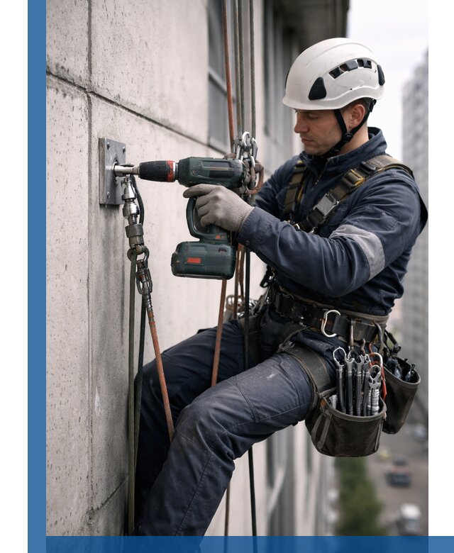 Установка анкерных точек для высотных работ в Гатчине