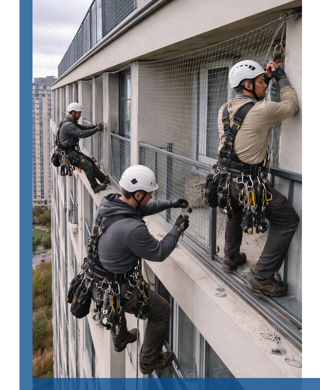 Профессиональный монтаж защитной сетки от птиц в Гатчине